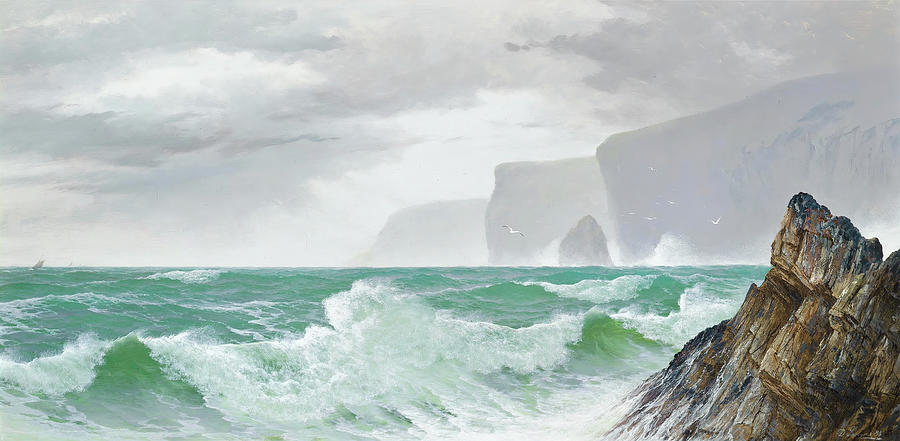 Waves Crashing Onto The Cornish Coast Painting