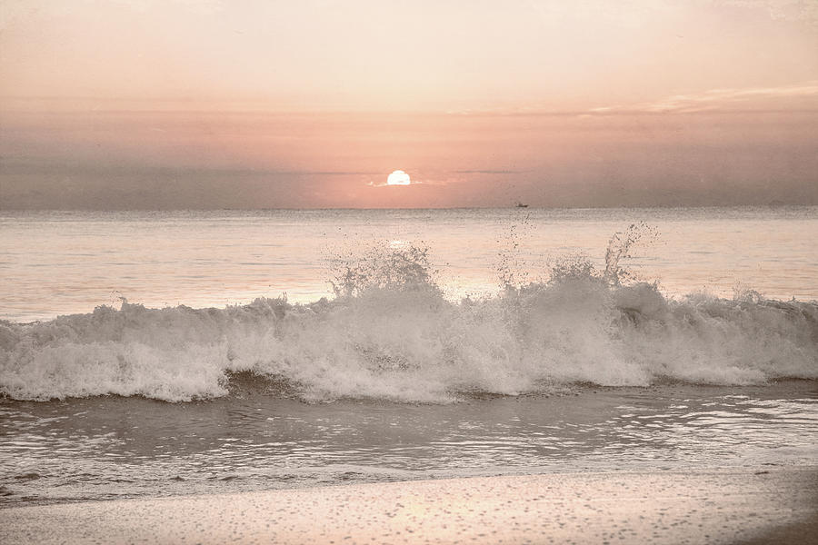 Waves in the Pale Sunrise Light Photograph by Debra and Dave Vanderlaan