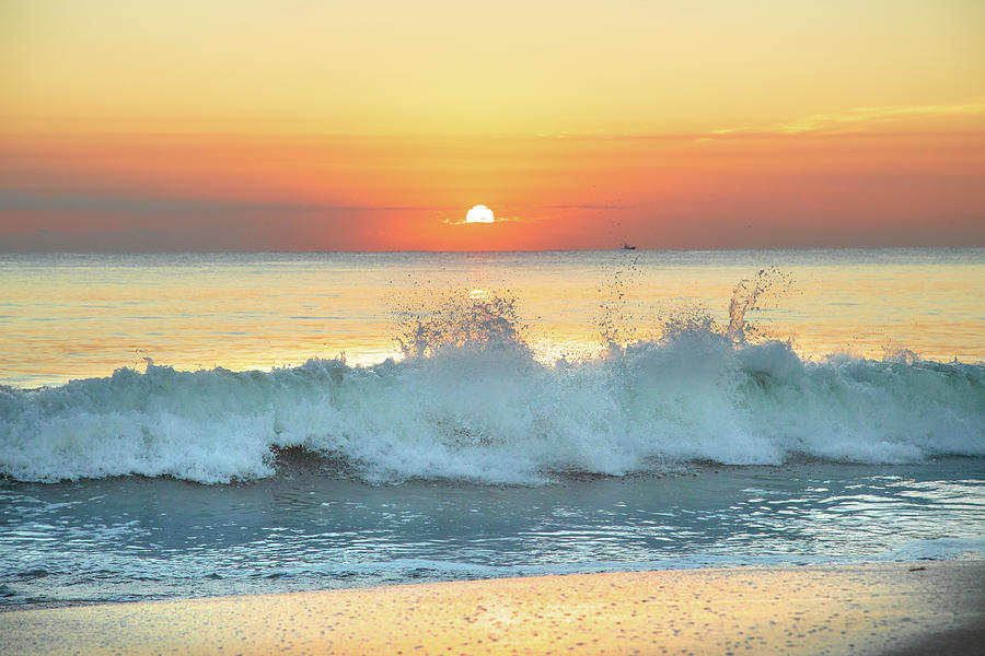 Waves in the Sunrise Light Photograph by Debra and Dave Vanderlaan