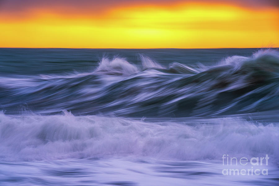 Waves Motion Cresting At Sunset Photograph