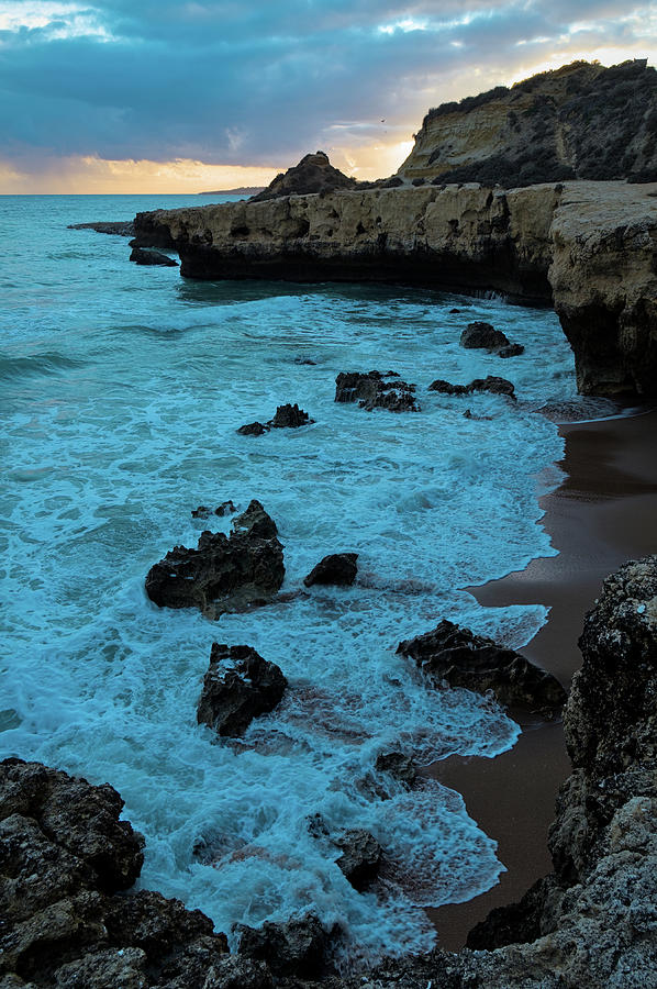 Waves near Aveiros Beach during Sunset Photograph by Angelo DeVal