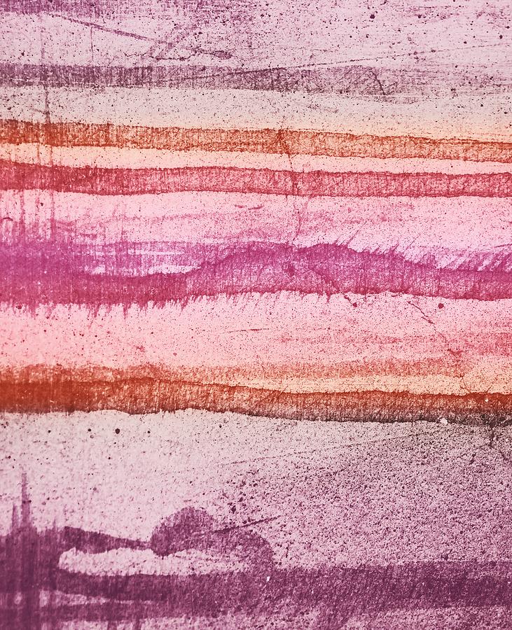 Waves of Pink, Orange and Purple Modern Abstract Line Art Mixed Media ...