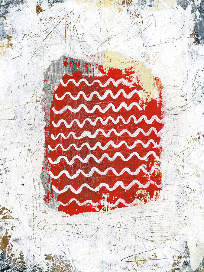 Waves On Red Painting by Flo Karp