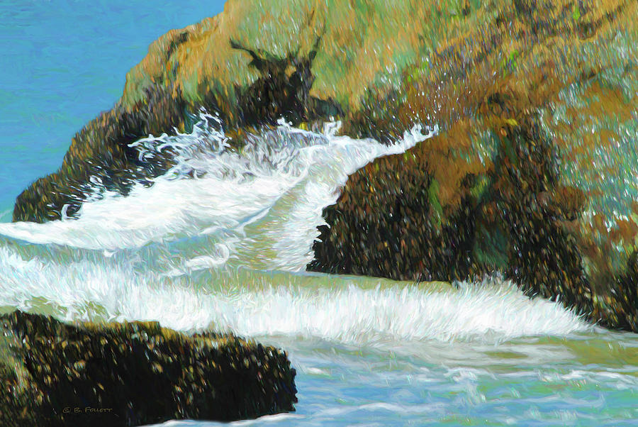 Waves On Shore Rocks Photograph