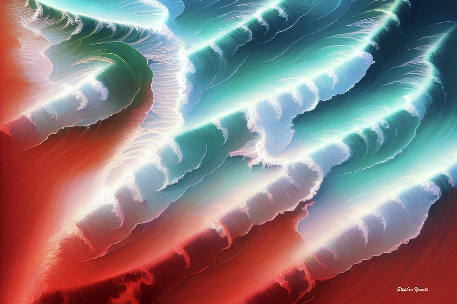 Waves on the Beach Digital Art by Stephen Younts