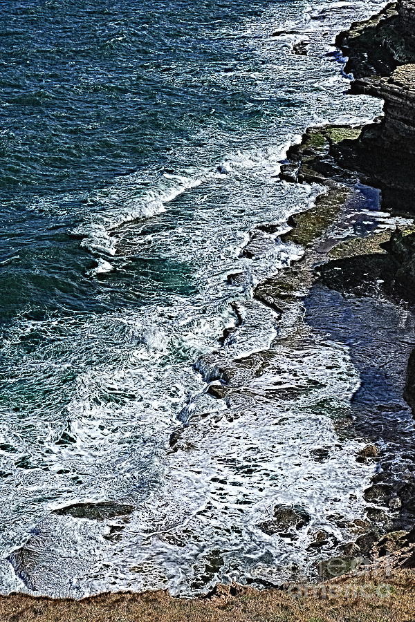 Waves On The Rocks, Filey Brigg 1, Paint Effect Photograph