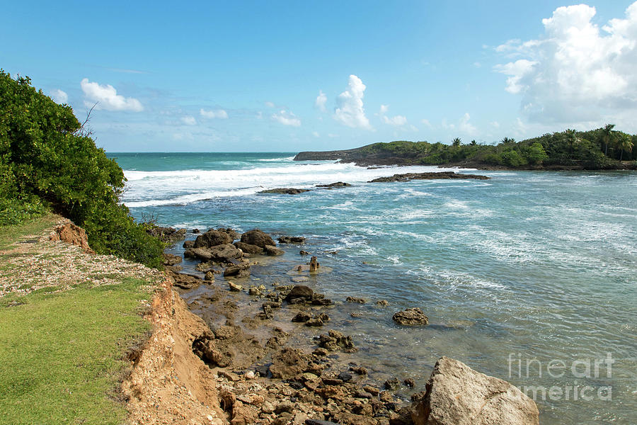 Waves Rolling into the Rocky Coast, Playa Del Dorado, Puerto Rico Photograph by Beachtown Views