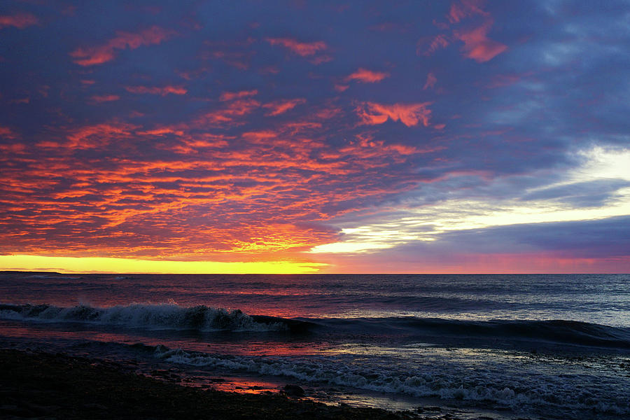 Waves rolling onto a beach at sunset Photograph by Paul Hamilton - Fine ...