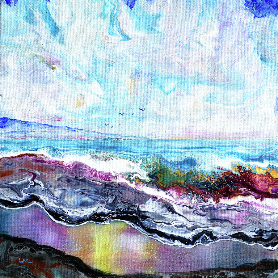 Waves Rolling Over Colorful Sands Painting by Laura Iverson