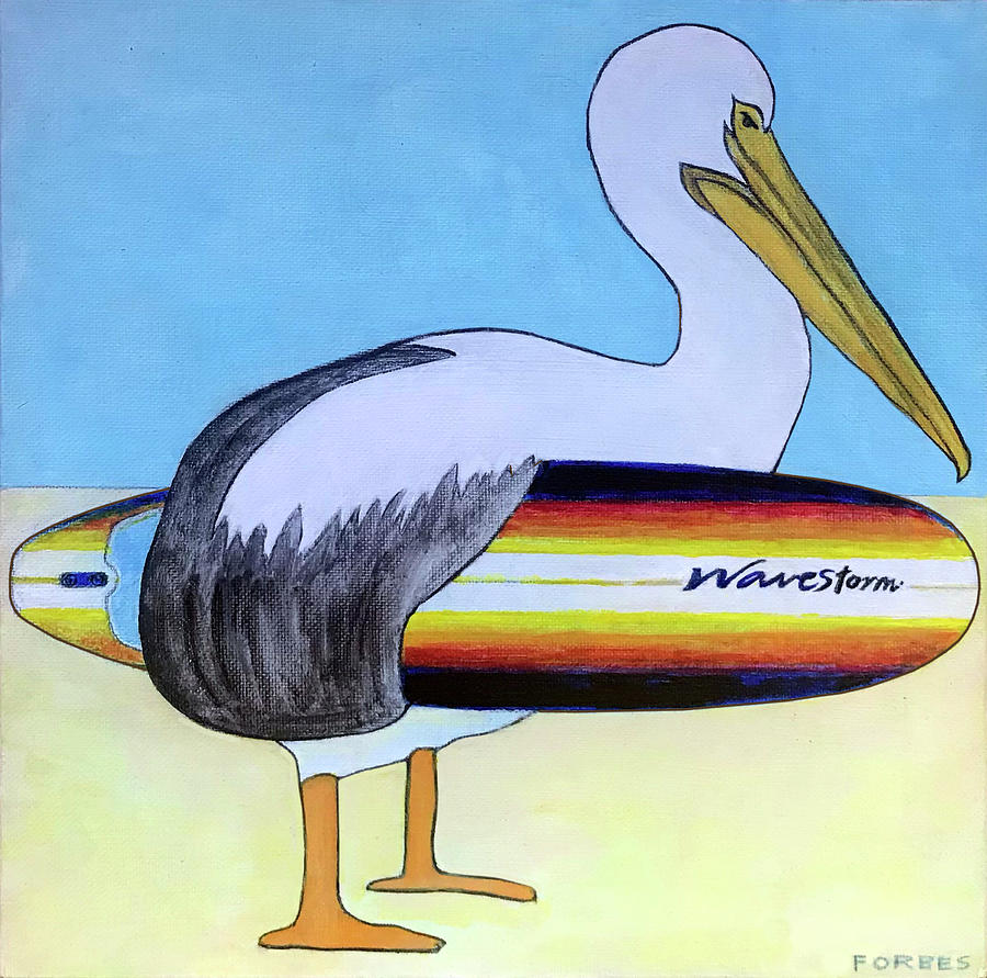 Pelican Painting - Wavestorm by Peter Forbes