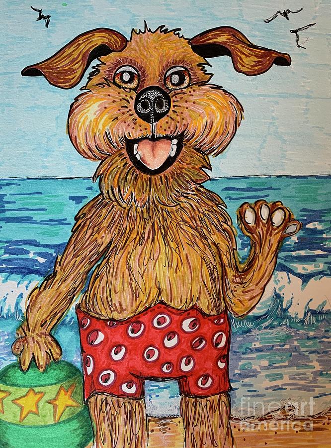 Waving Dog Painting by Melin Baker