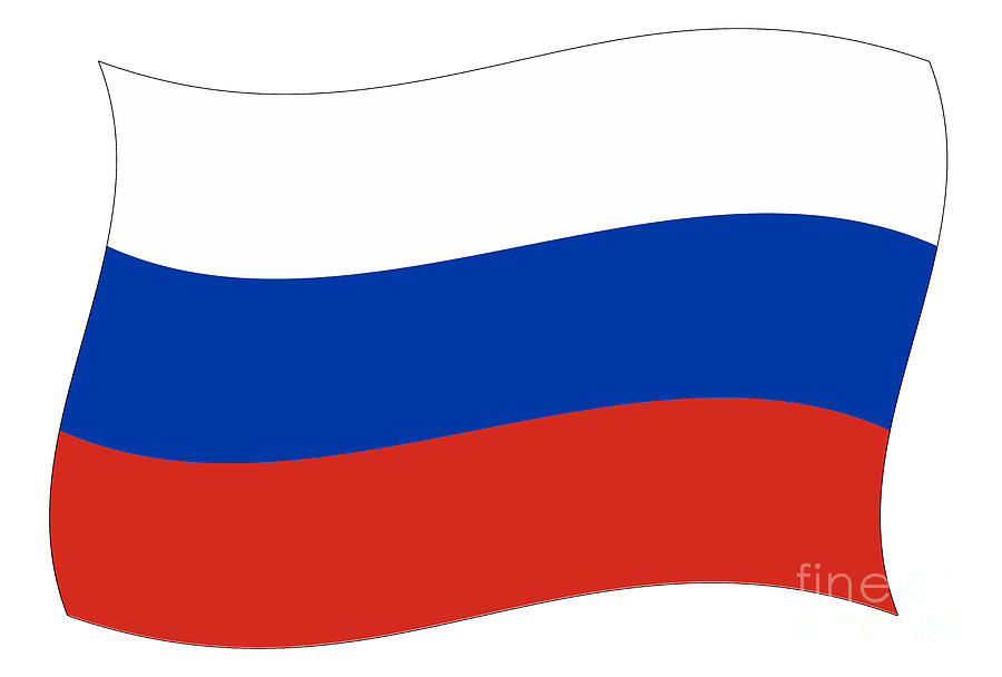 Two wavy flags. Illustration of flag of Russia