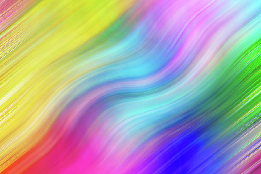 Abstract Photograph - Wavy Colorful Abstract #1 - Yellow Blue Pink by Patti Deters