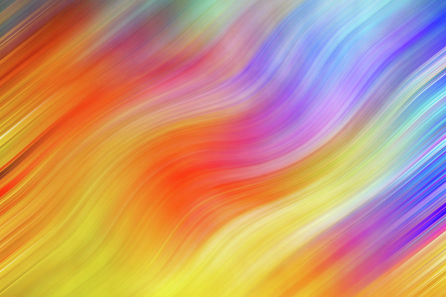 Wavy Colorful Abstract #2 - Yellow Orange Blue Photograph by Patti Deters