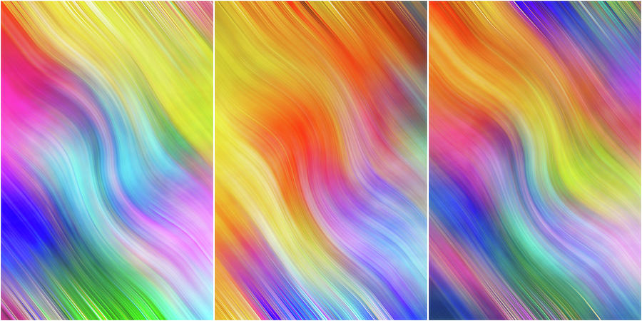 Wavy Colorful Abstract - Triptych Photograph by Patti Deters