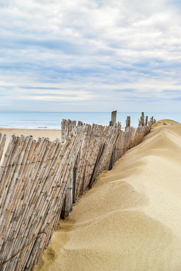 Wavy Fence on Sandy Beach Photograph by Nate Hovee - Fine Art America