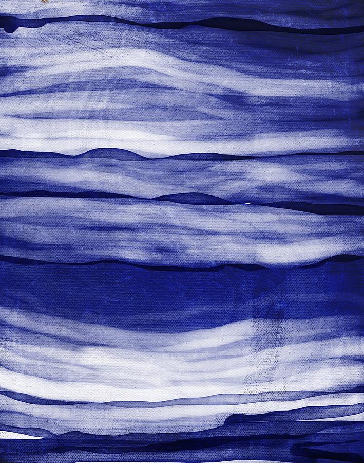 Wavy Horizons Blue and White Stripes Painting by Itsonlythemoon
