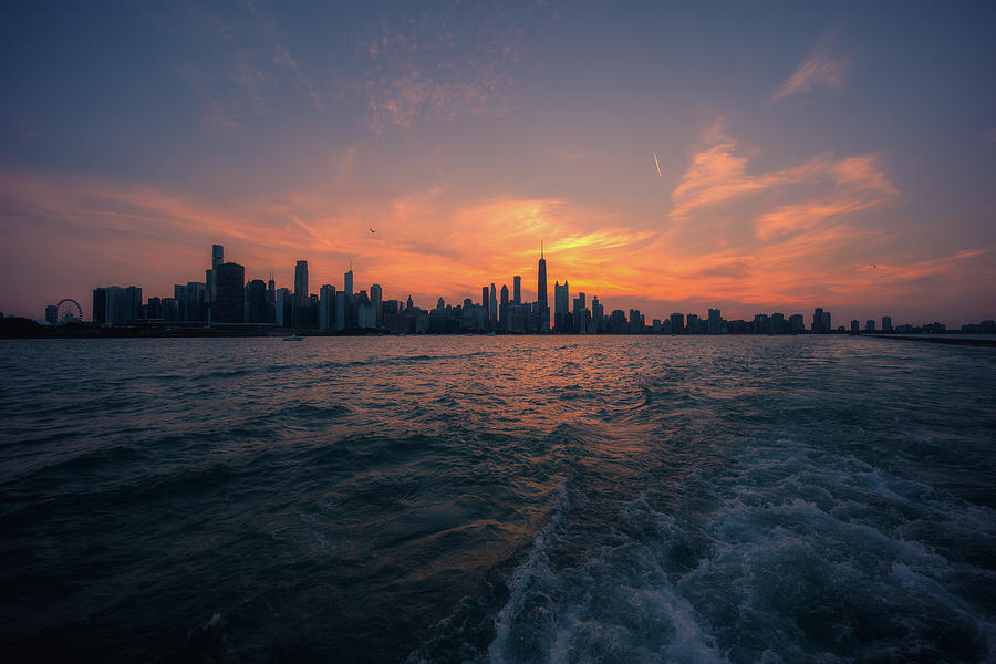 Wavy Lake Michigan view of Chicago Photograph by Jay Smith