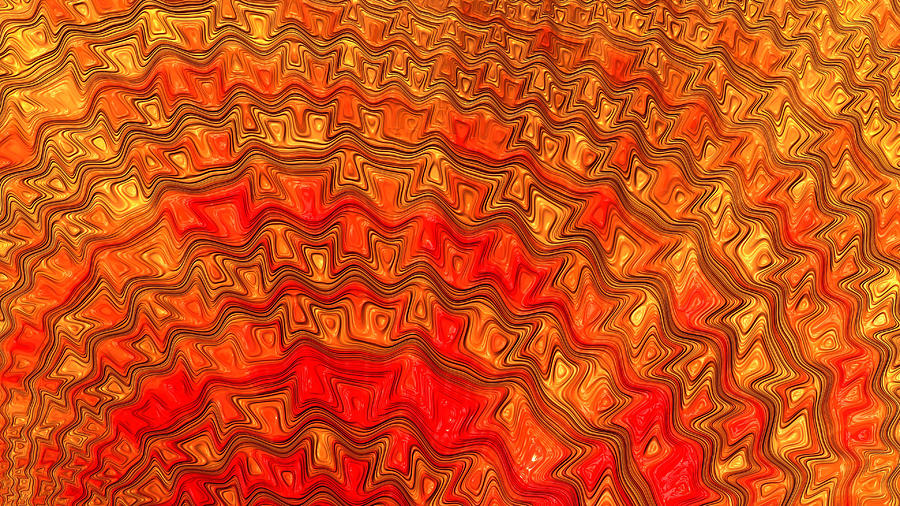 Wavy Orange Fractal Sun Rays  Digital Art by Shelli Fitzpatrick