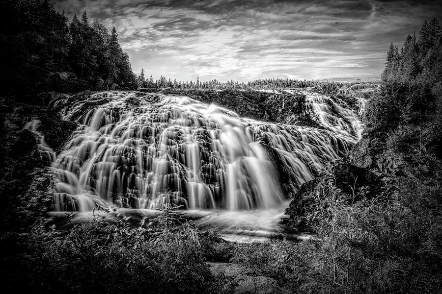 Black And White Photograph - Magpie Falls, Ontario, Black and White by John Twynam
