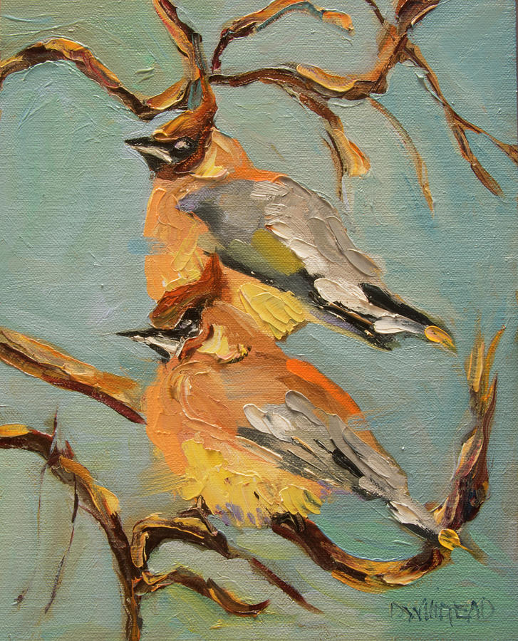 Wax Wing Painting by Diane Whitehead