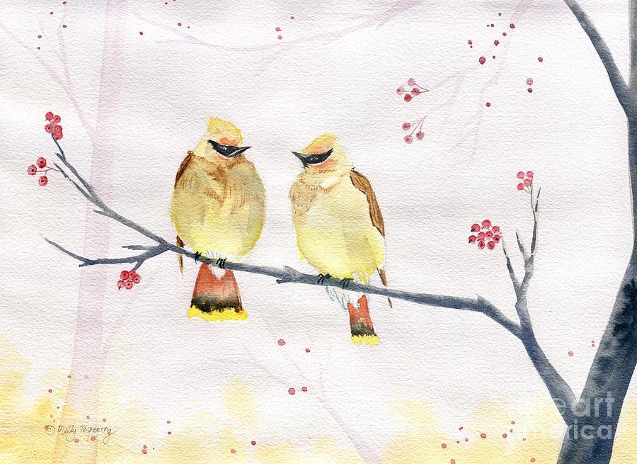 Bird Painting - Waxwing Birds by Melly Terpening