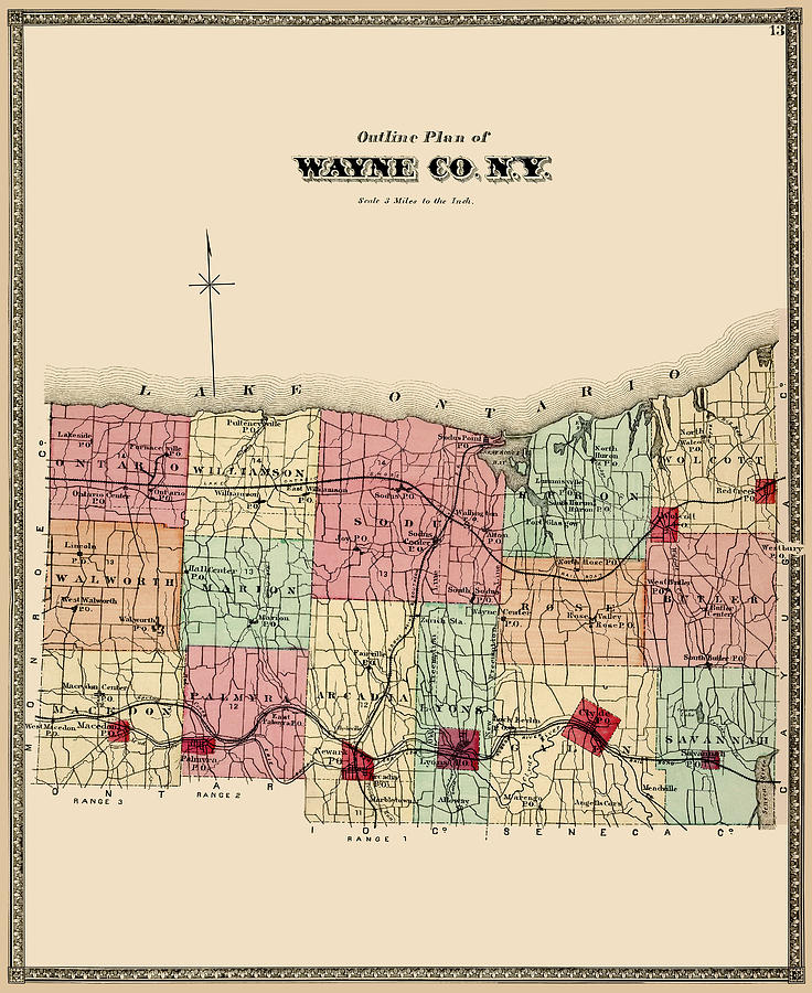 Wayne County NY 1874 Map Photograph by Phil Cardamone