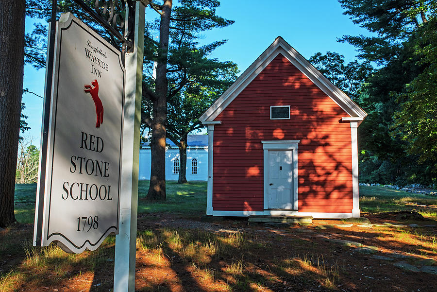 Wayside Inn Red Stone School Building Morning Light Sudbury Massachusetts Photograph by Toby McGuire