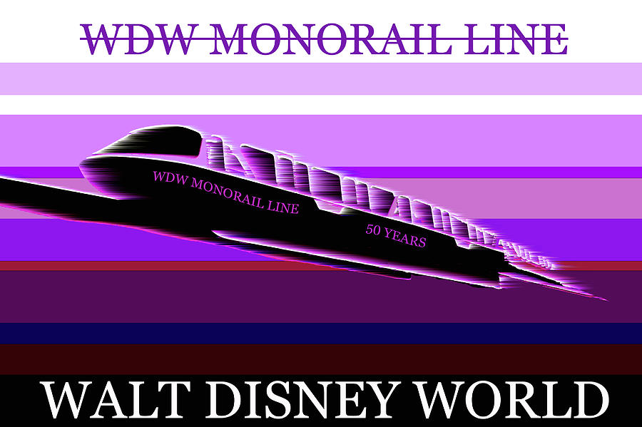 WDW monorail 50th year design A Digital Art by David Lee Thompson