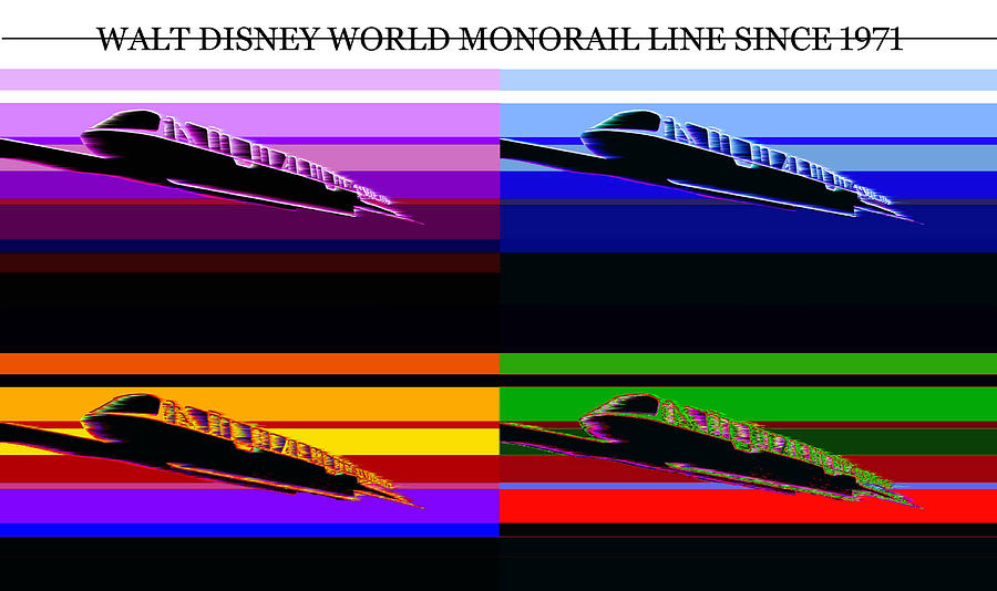 WDW monorail line modern art Digital Art by David Lee Thompson
