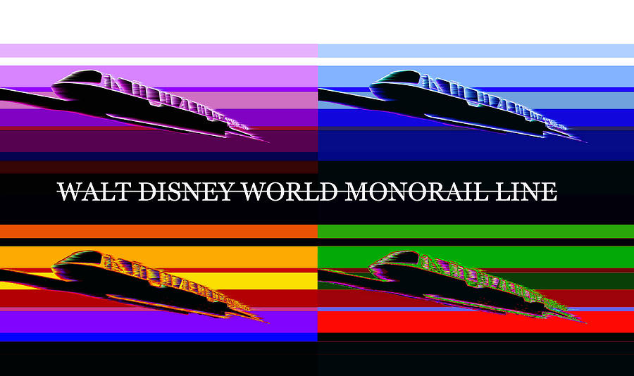 WDW monorail ultra modern art Mixed Media by David Lee Thompson