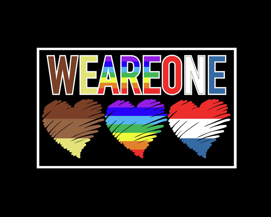 We Are One Heart Art - Tri Color Digital Art by Artistic Mystic