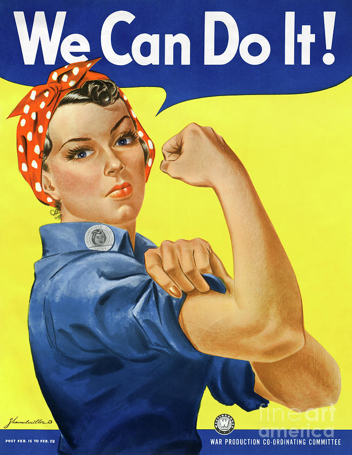 Vintage Drawing - We Can Do It Rosie the Riveter Poster by Vintage Treasure