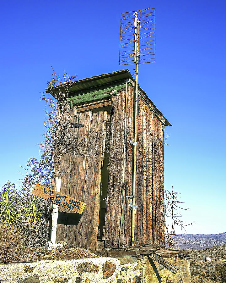 We Got Our Bailout, Outhouse, California Ghost Town Photograph by Don Schimmel