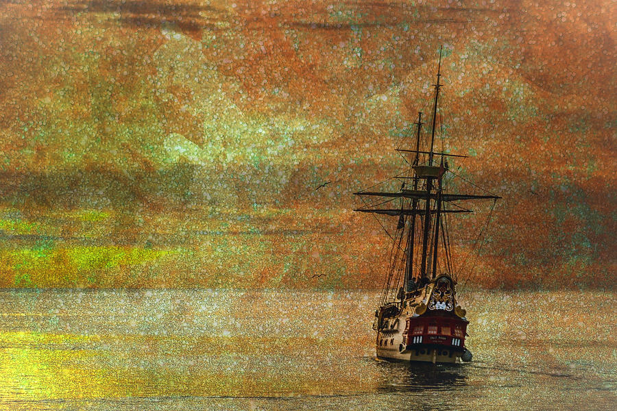 We Sail At Sunset Mixed Media by Ally White