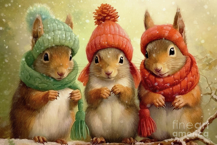 We Three Squirrels Painting by Tina LeCour