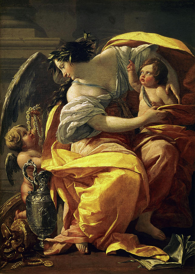 Wealth - 17th century - 170x124 cm - oil on canvas - French Baroque. Painting by Simon Vouet -1590-1649-