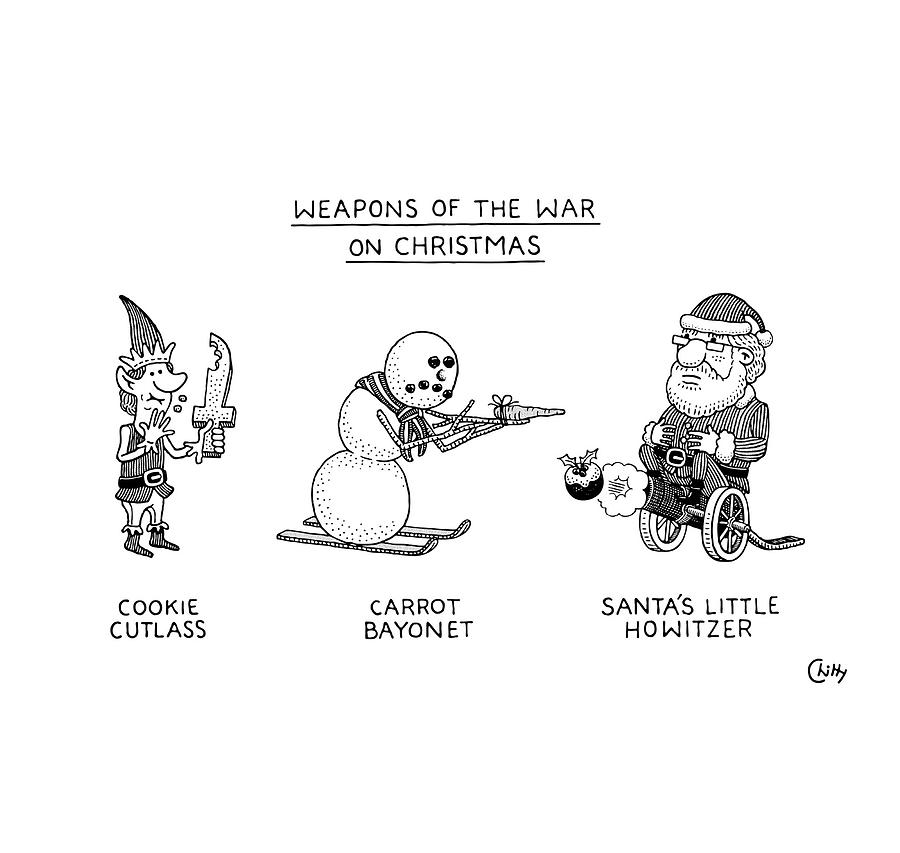 Weapons Of The War On Christmas Drawing by Tom Chitty