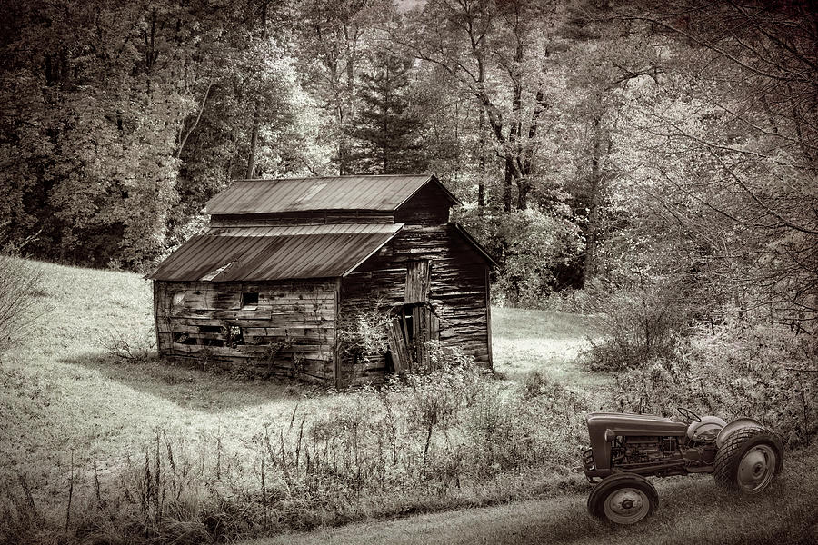 Wearing Autumn Colors in the Country in Vintage Sepia Photograph by Debra and Dave Vanderlaan