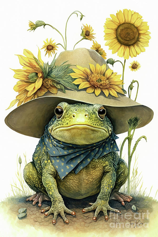 Wearing Her Big Crazy Sunflower Hat Painting by Tina LeCour