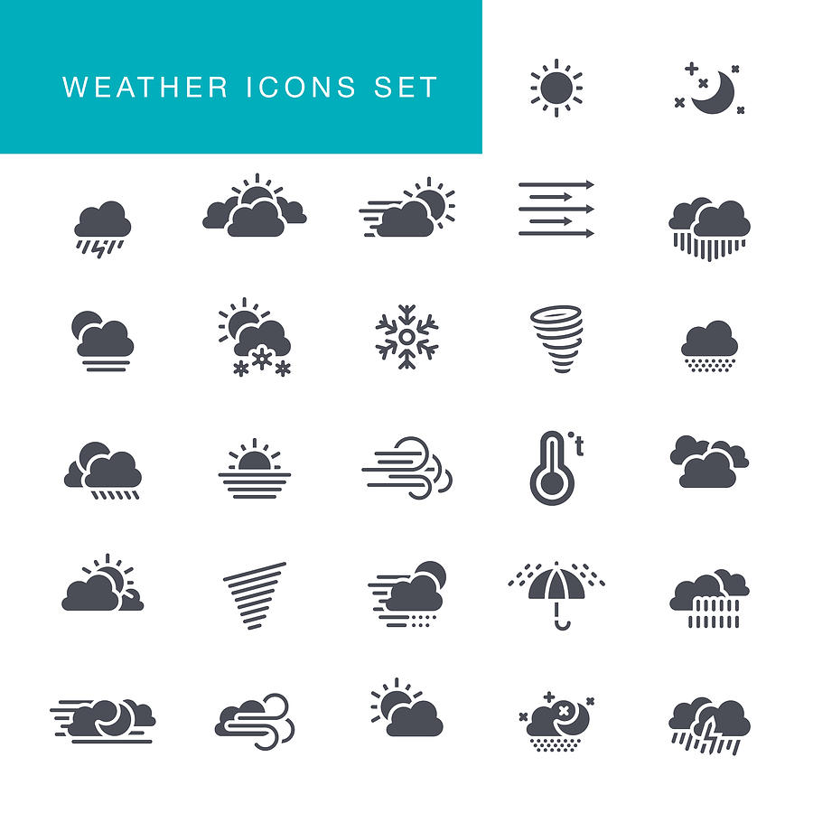Weather icons set Drawing by Forest_strider