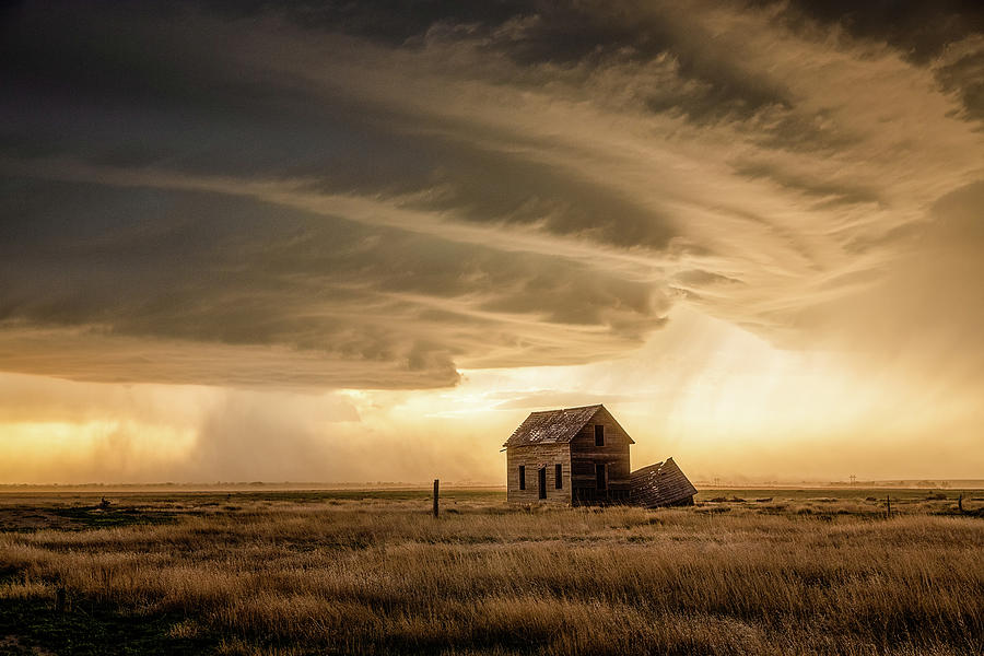 Weather The Storm - Thunderstorm Approaches Abandoned House In Colorado Photograph