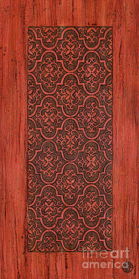 Weathered Carved Wooden Panel. Sinopia Painting by Amy E Fraser