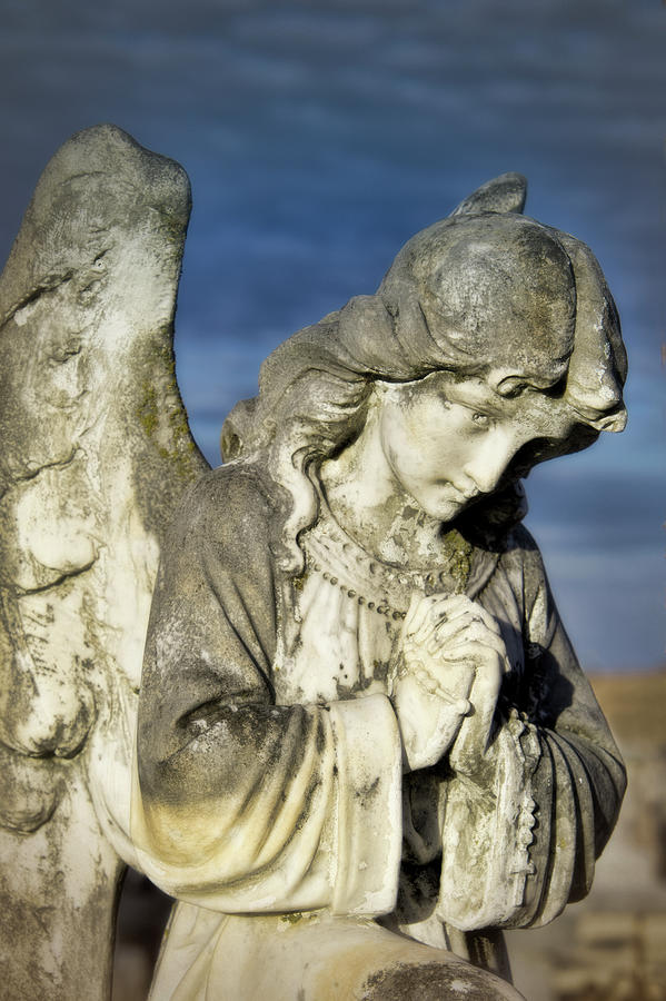 Weathered Cemetery Angel Statue Photograph by Ann Powell