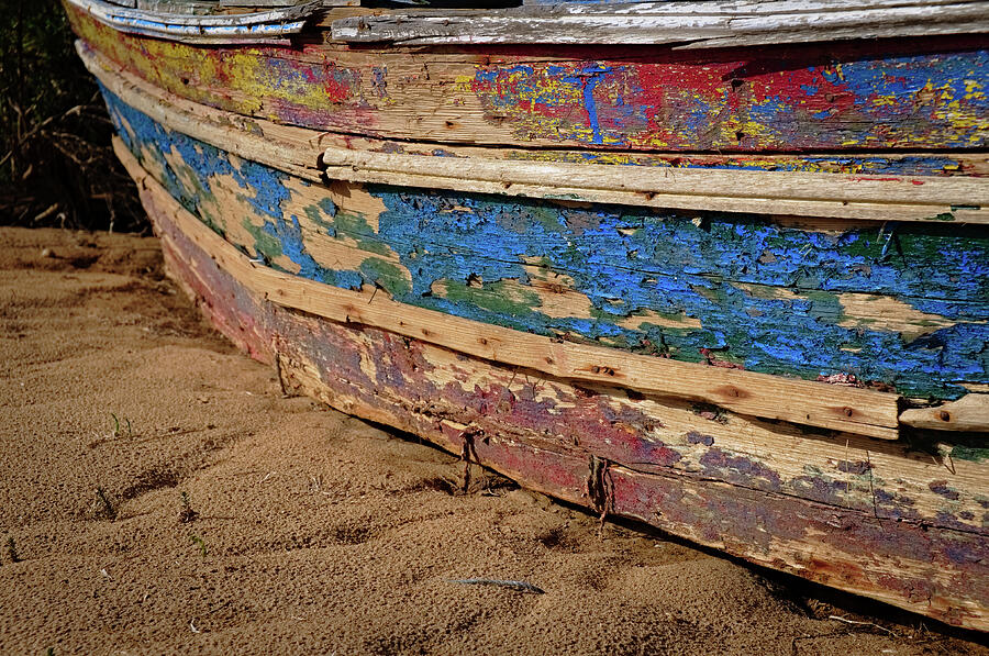Weathered Fishing Boat Resting on the Sand Photograph by Angelo DeVal