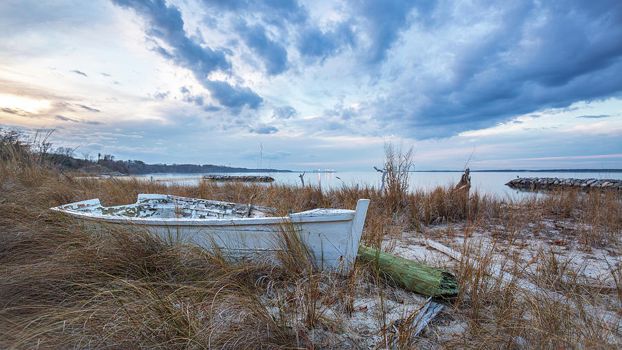 Weathered Rowboat on Yorktown Beach Photograph by Rachel Morrison