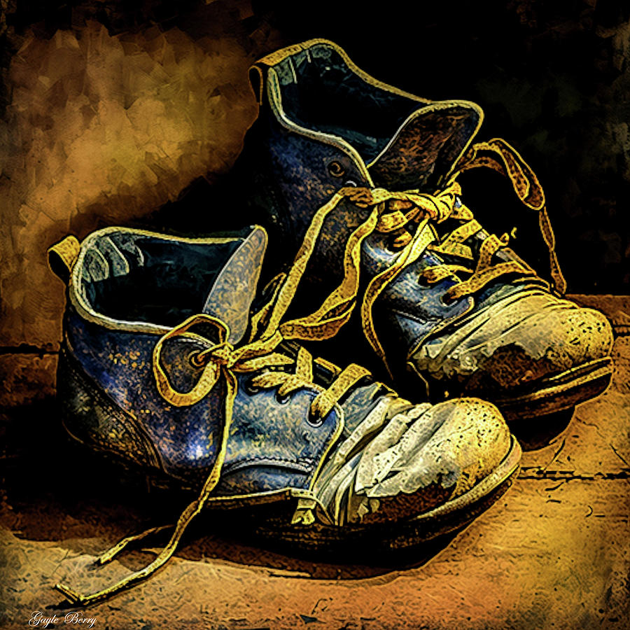 Vintage Mixed Media - Weathered Shoes by Gayle Berry