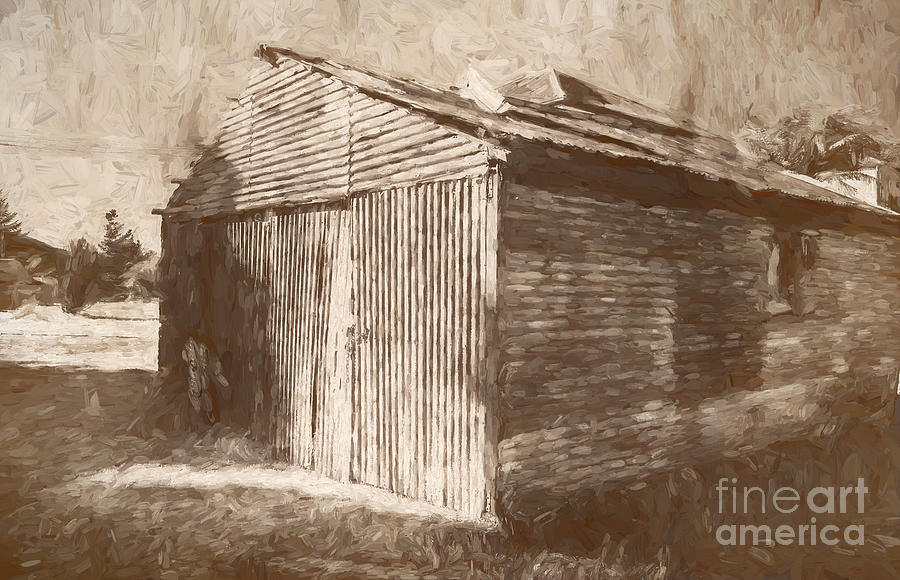 Weathered vintage rural shed Painting by Jorgo Photography