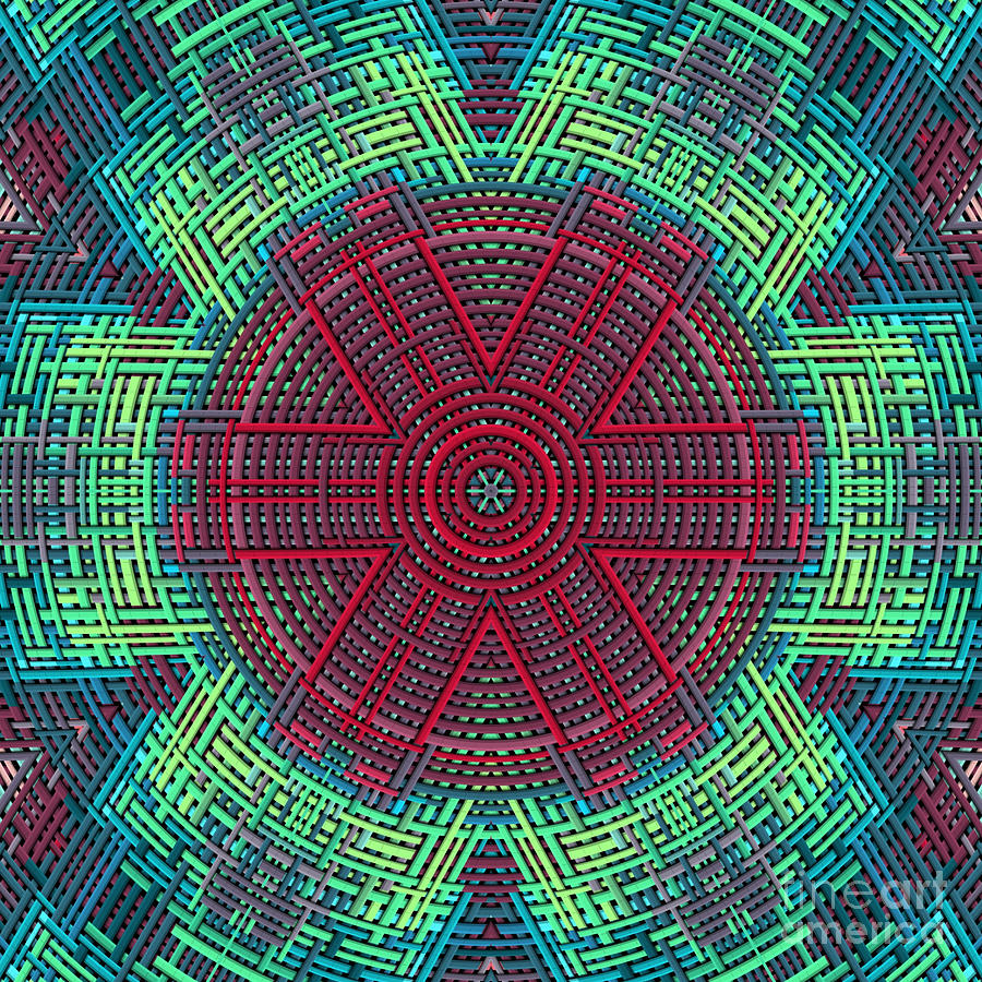 Weave Mandala Green Blue and Red Digital Art by Todd Emery Fine Art