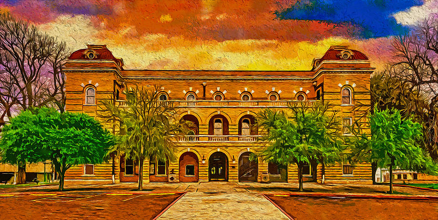 Webb County Courthouse in Laredo, Texas - digital painting Digital Art by Nicko Prints